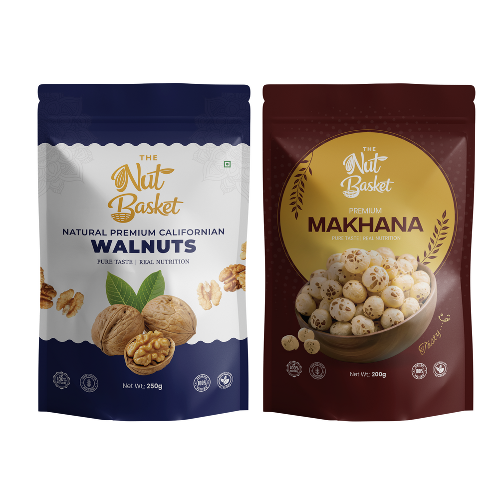 Premium Walnuts & Makhana Combo – Healthy Keto-Friendly Snack Duo | 450g | THENUTBASKET