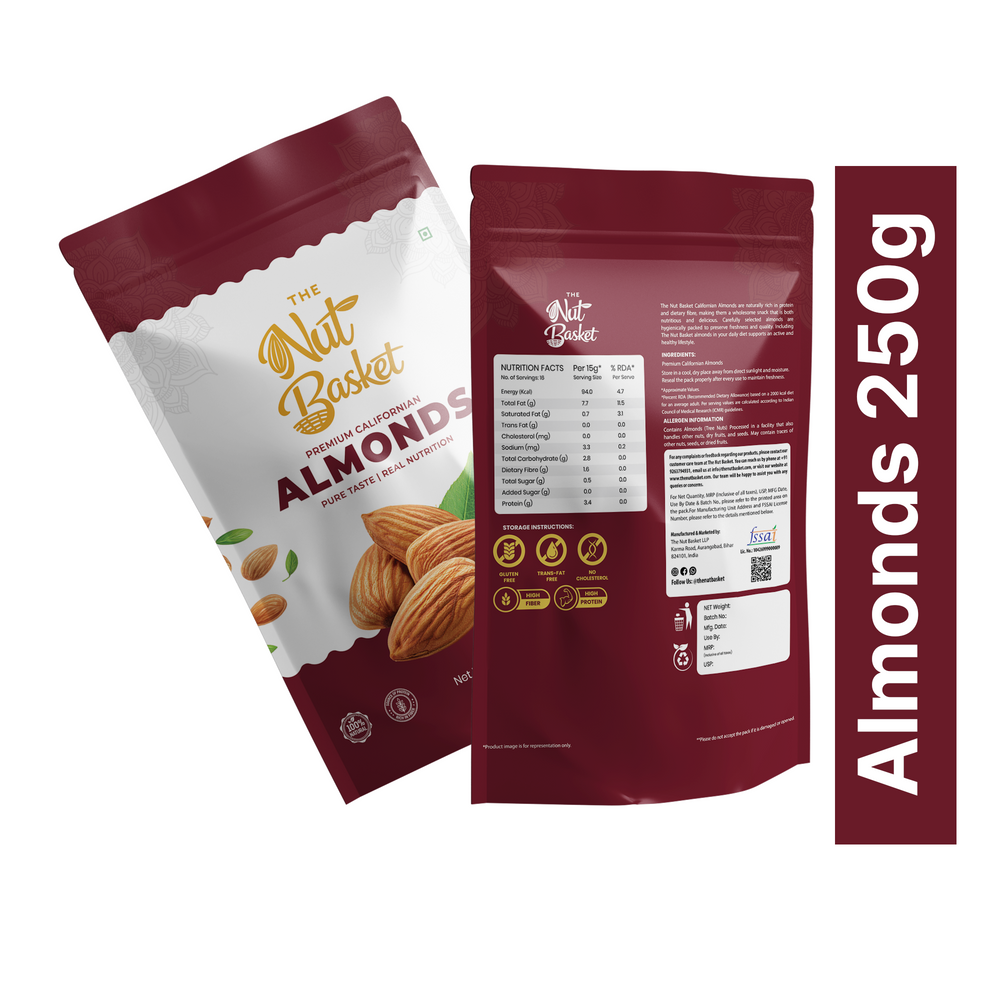 Almonds & Cashews Combo Pack 250g | Premium California Almonds & Jumbo Cashews | TheNutBasket
