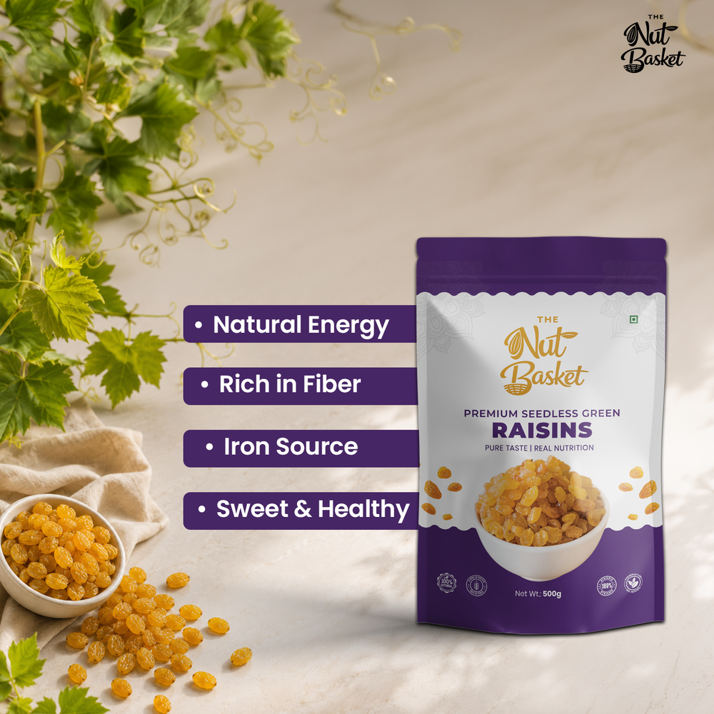 Premium Almonds & Raisins Combo Pack – Big Value Healthy Snack Duo | 1kg (500g + 500g) | THENUTBASKET