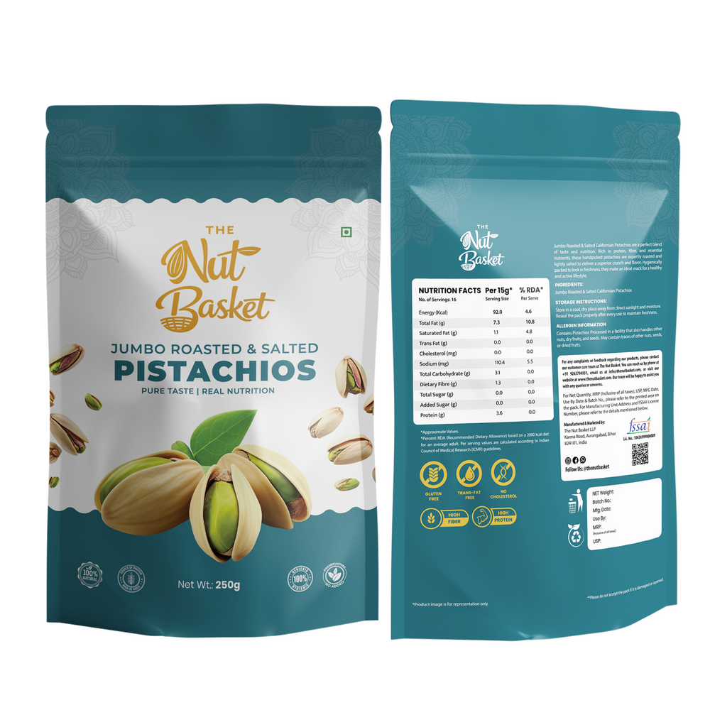 TheNutBasket Premium Pistachios 250g | Fresh & Crunchy Pista | Premium Dry Fruits