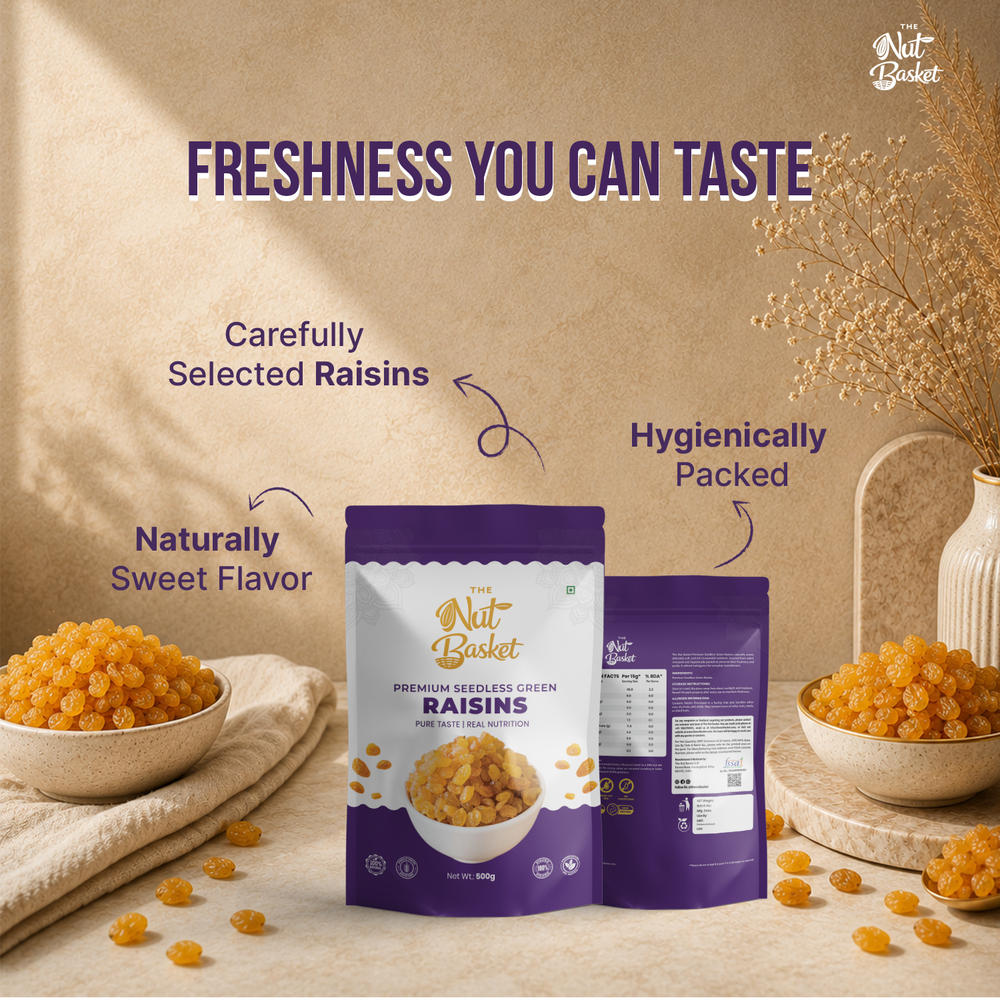 Premium Almonds & Raisins Combo Pack – Big Value Healthy Snack Duo | 1kg (500g + 500g) | THENUTBASKET