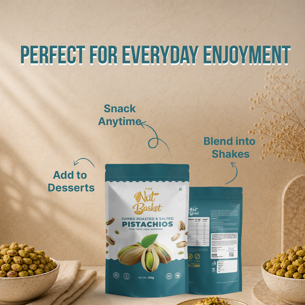 TheNutBasket Premium Pistachios 250g | Fresh & Crunchy Pista | Premium Dry Fruits