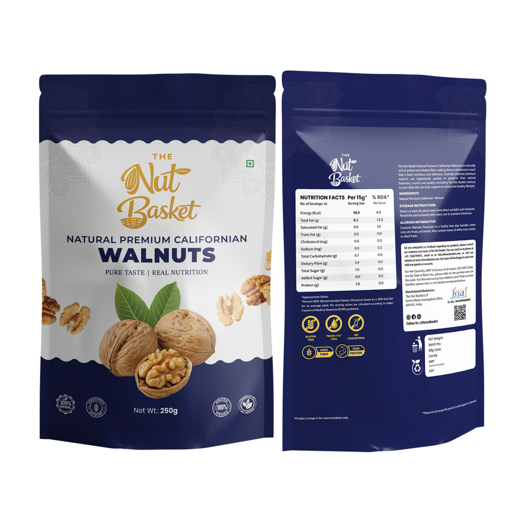 TheNutBasket Premium Walnuts 250g | Fresh & Crunchy Akhrot | Premium Dry Fruits