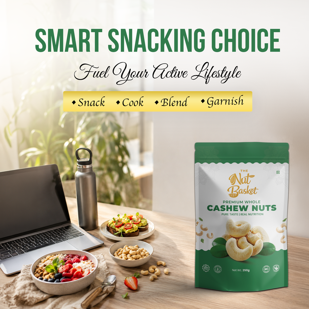 TheNutBasket Premium Cashews 250g | Whole Kaju | Crunchy & Fresh Cashew Nuts | Premium Quality Dry Fruits