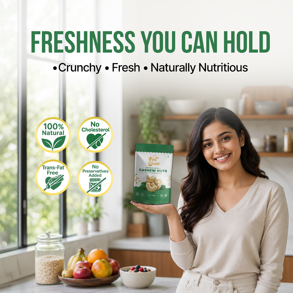 TheNutBasket Premium Cashews 250g | Whole Kaju | Crunchy & Fresh Cashew Nuts | Premium Quality Dry Fruits