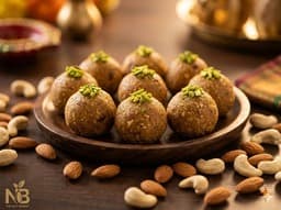 Dry fruit ladoo recipe — golden round ladoos made from almonds, cashews and dates