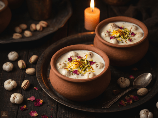 Makhana kheer recipe — creamy fox nut pudding in clay bowls
