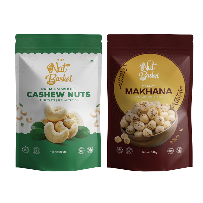 Premium Cashews & Makhana Combo – Healthy Snack Duo | 450g (250g + 200g) | THENUTBASKET
