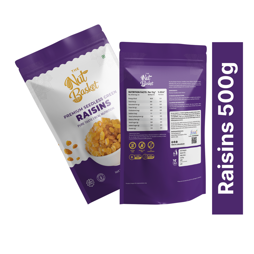 Premium Almonds & Raisins Combo Pack – Big Value Healthy Snack Duo | 1kg (500g + 500g) | THENUTBASKET