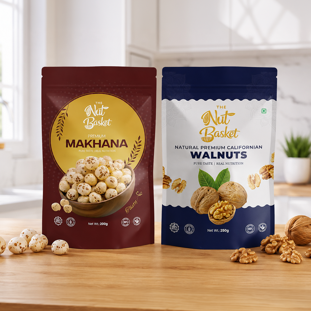 Premium Walnuts & Makhana Combo – Healthy Keto-Friendly Snack Duo | 450g | THENUTBASKET