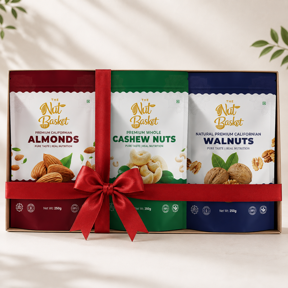 Premium Almonds, Cashews & Walnuts Combo – Nutri Dry Fruit Trio | 750g (250g × 3) | THENUTBASKET