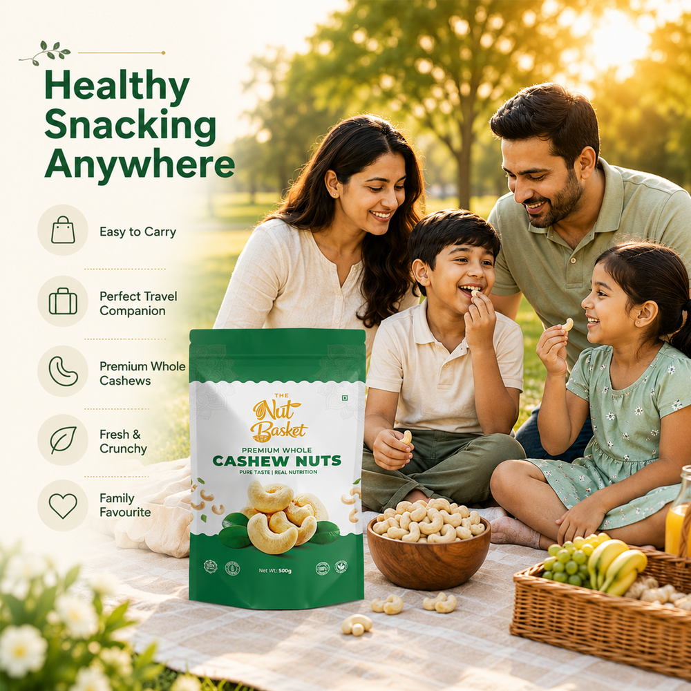 TheNutBasket Premium Cashews 500g | Whole Kaju | Crunchy & Fresh Cashew Nuts | Premium Quality Dry Fruits
