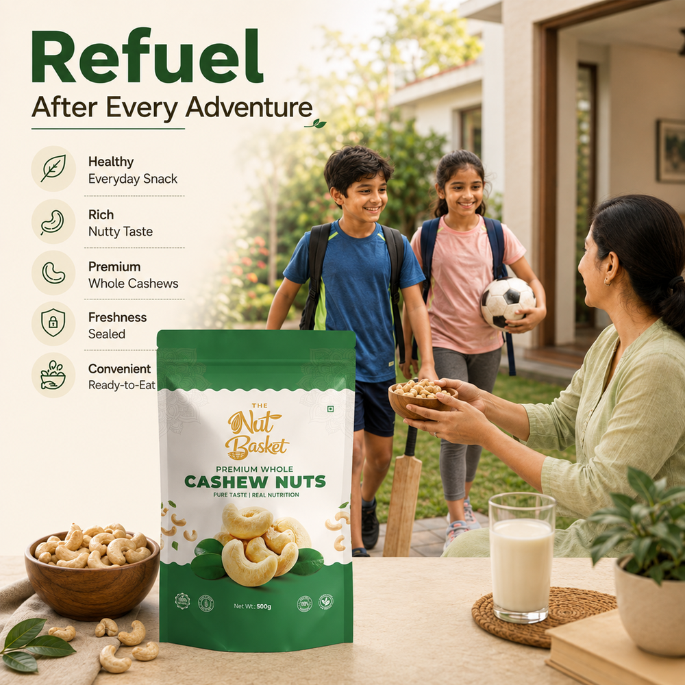 TheNutBasket Premium Cashews 500g | Whole Kaju | Crunchy & Fresh Cashew Nuts | Premium Quality Dry Fruits
