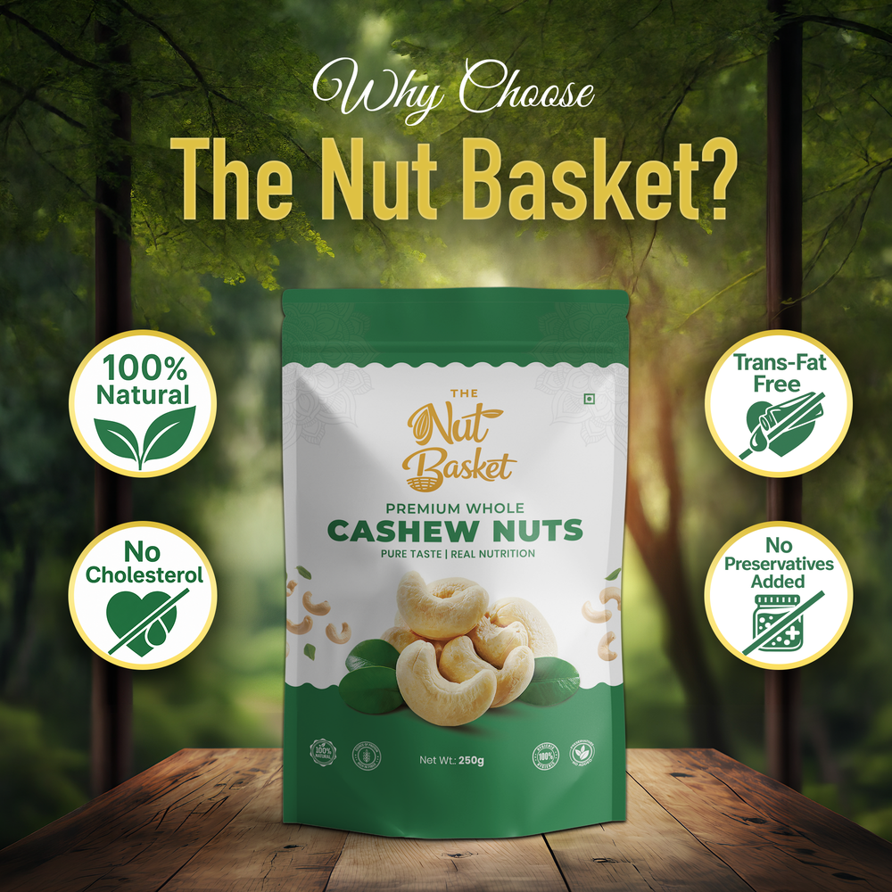 TheNutBasket Premium Cashews 250g | Whole Kaju | Crunchy & Fresh Cashew Nuts | Premium Quality Dry Fruits