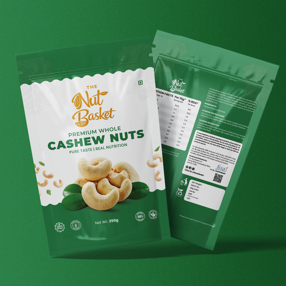 TheNutBasket Premium Cashews 250g | Whole Kaju | Crunchy & Fresh Cashew Nuts | Premium Quality Dry Fruits